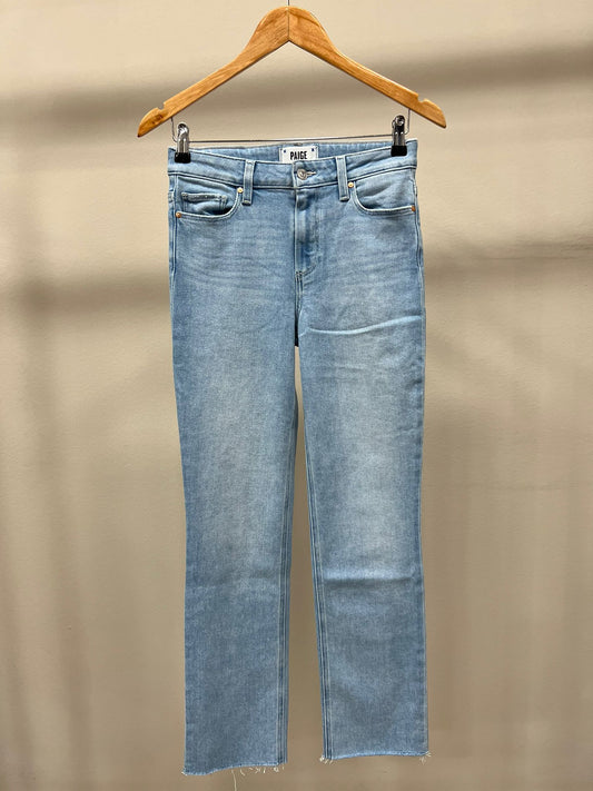PAIGE CINDY HIGH RISE STRAIGHT ANKLE JEANS LIGHT BLUE