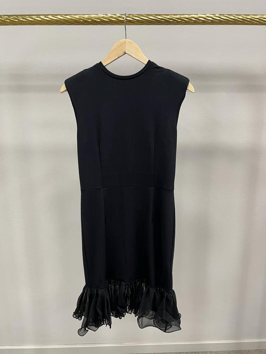 ROTATE DRESS HEAVY JERSEY WITH FRILL BLACK